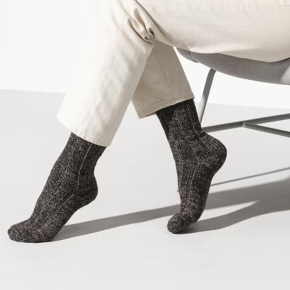 Birkenstock Sydney Cotton Twist Slub Knit Socks Dark Brown Marled - Picture 1 of 6